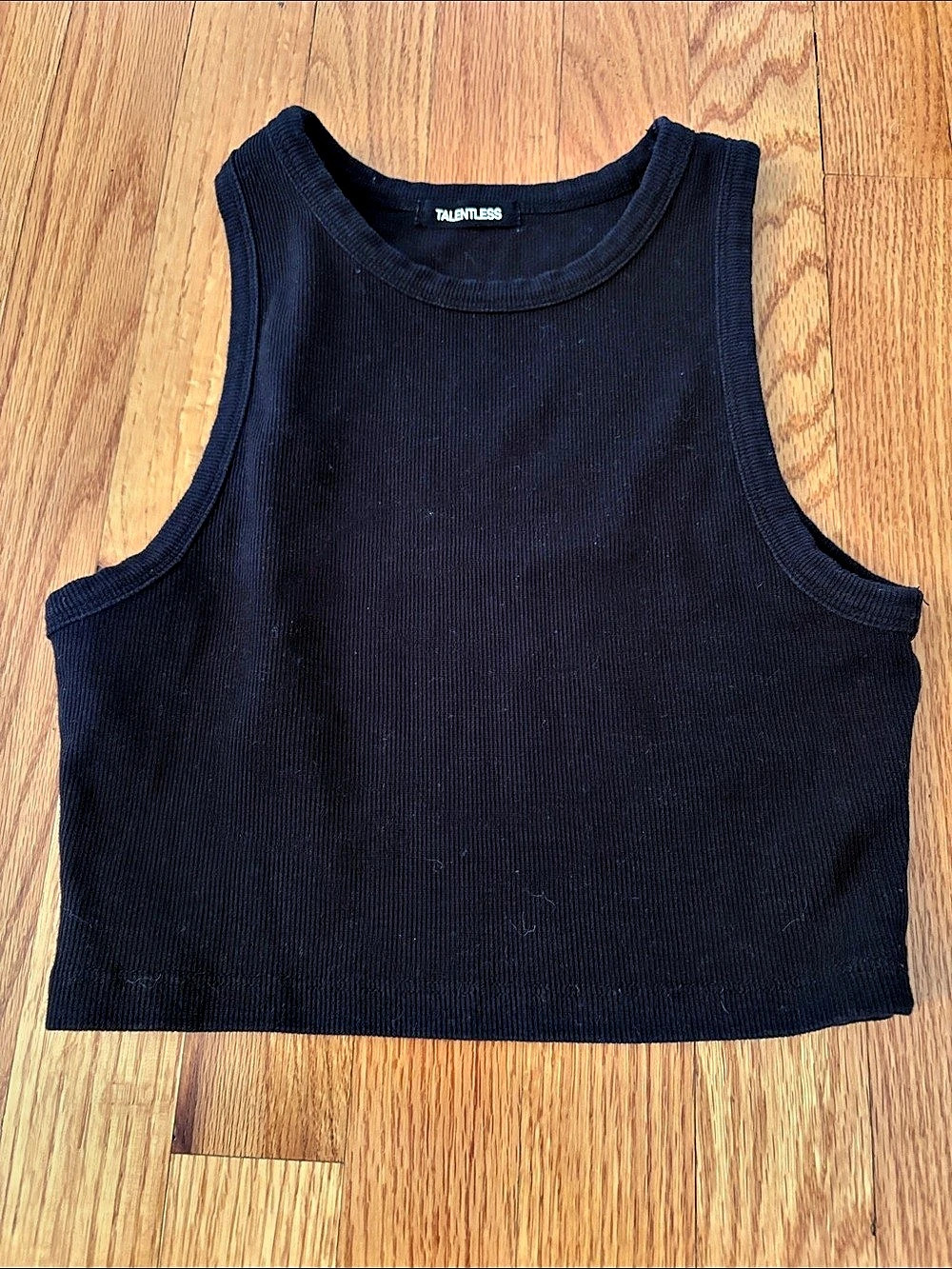 Talentless Black Ribbed Crop Tank